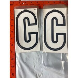 Vintage 976-C Letter C Horseshoe Graphic Decal Sticker White Black Set of 2